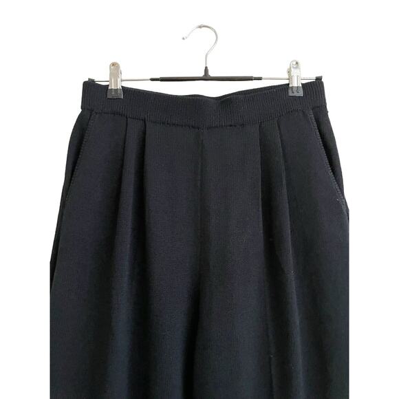 St. John Evening Santana Knit Pleated Pants Size 10 Black Pullon Wool Blend - Picture 3 of 7